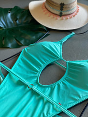 Teal Cut Out Luxury One Piece