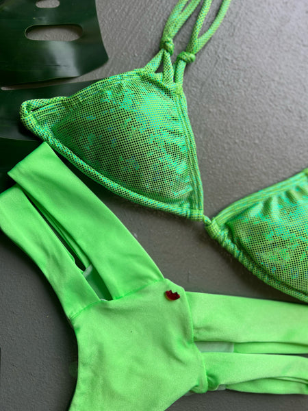 Glittery Neon Green Knotted Set