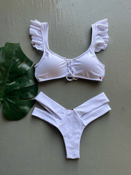 All White Lace Up Customized Set- Size M