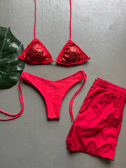 Red Sequins Matching Set
