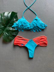 Turquoise & Orange Flowing Patches Set