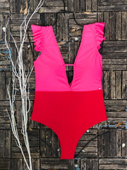Red & Pink ColorBlock One Piece