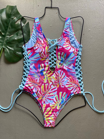Bluish Tropical Leaves One Piece
