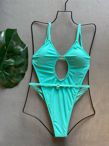 Teal Cut Out Luxury One Piece