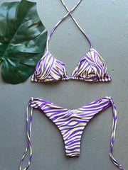 Purple Zebra Pleated Matching Set