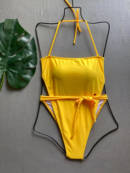 Yellow Wrap Up Monokini
