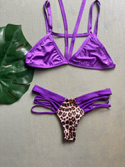 Purple Leopard Crossed Set