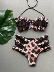 Leopard Ruffles High Waist Set